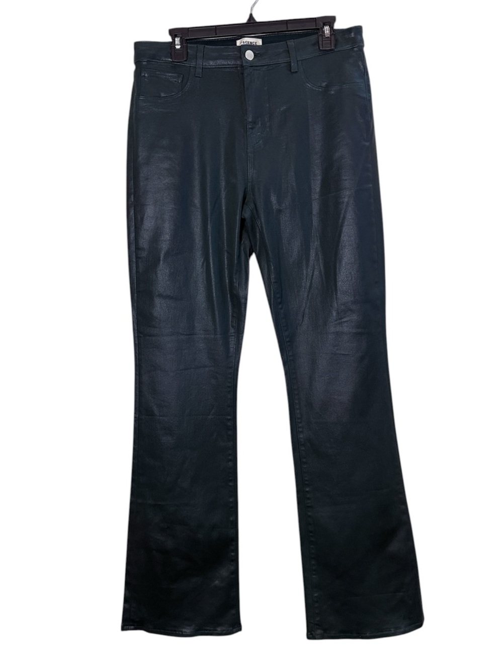 L’Agence Selma Forest Green Coated High Rise Flare Women’s Jeans Tall Sz 32